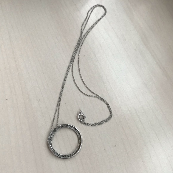 14K White Gold Pave Diamond eternity necklace - Picture 5 of 6